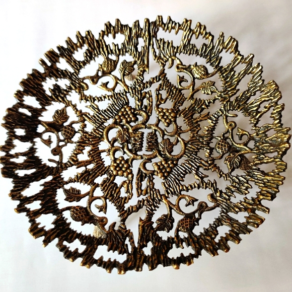 Vintage Modernist Solid Brass Footed Tray Plate Made in Israel - Picture 4 of 9